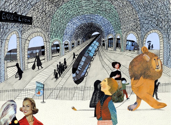 Beatrice Alemagna 作 'The Gare de Lyon, Un Lion a Paris 2006'.