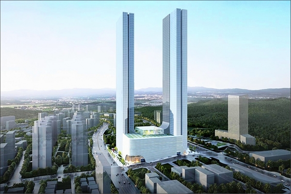 우정 혁신도시 중심상업지구에 신세계가 건립하는 83층 규모의 주상복합건물 조감도.