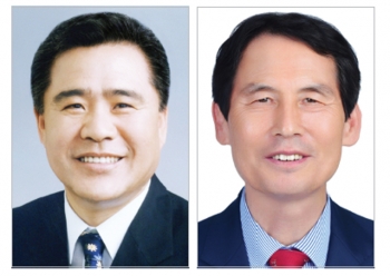 왼쪽부터 김철욱(기호1), 김석기(기호2) 후보.