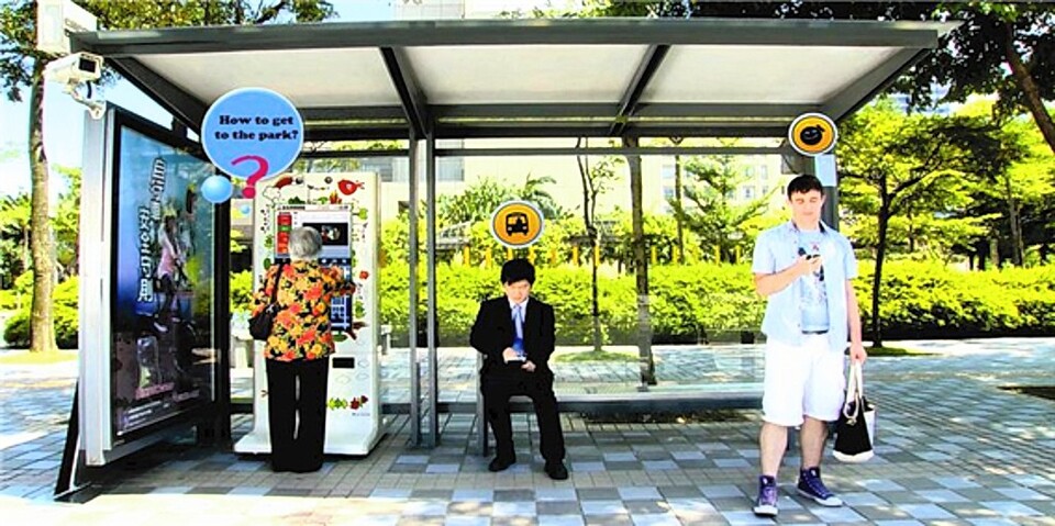 대만의 지능형 버스승강장에 설치된 inMedia Kiosk.