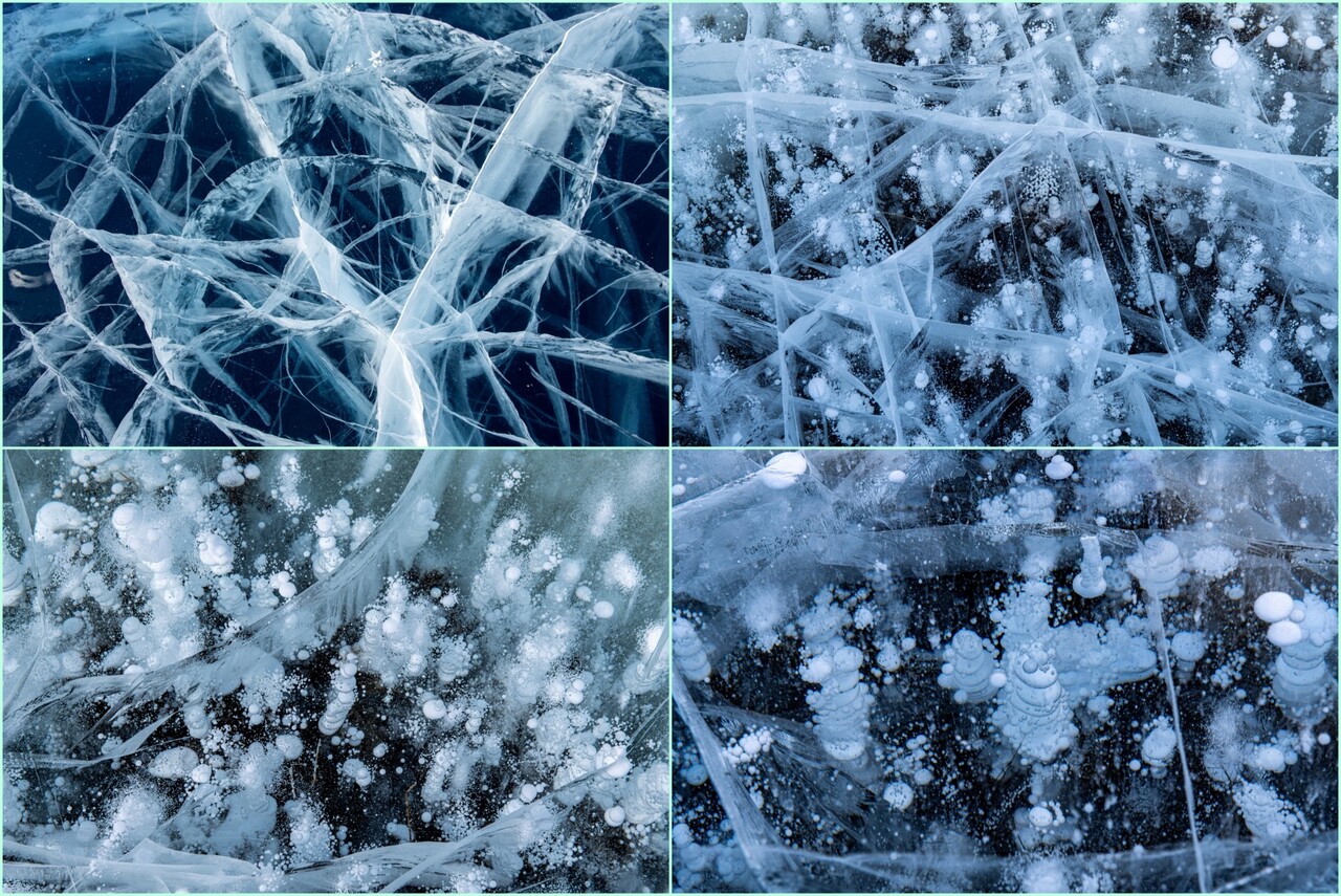 홉스골호수 얼음판의 다양한 결정. ⓒ이상원