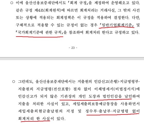 울산신용보증재단 감사결과 보고서 3. 울산시 감사관실 자료