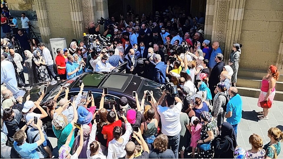 조지아 정교회 최고 지도자인 일리아 2세 총대주교와 우연한 만남.&nbsp;&nbsp;이서원 제공