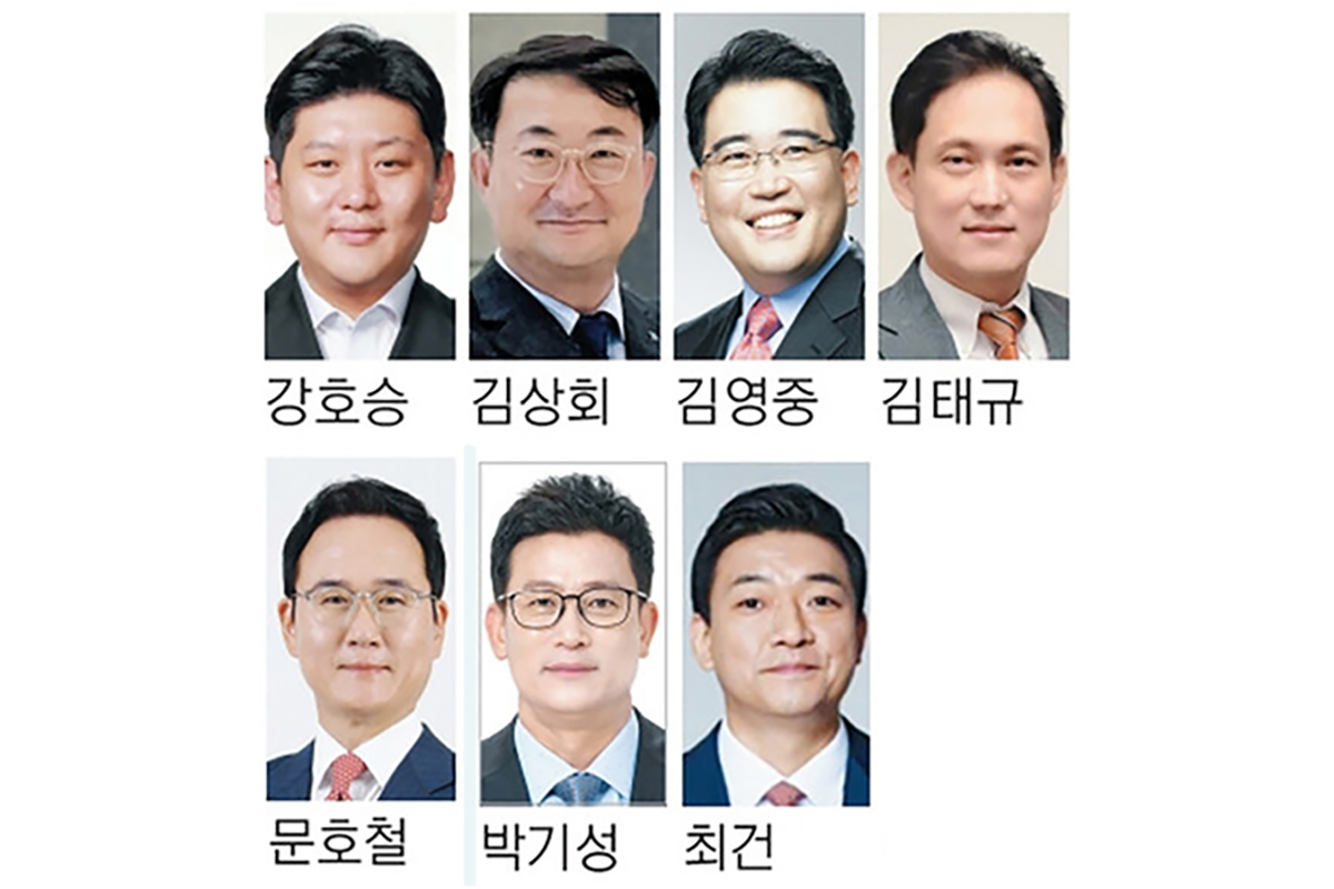 국민의힘 울산 남구갑 당협위원장 선출 후보자들.  (사진 위 왼쪽 부터) 강호승 전 대통령비서실 행정관, 김상회 HD현대중공업 전무, 김영중 전 국민의힘 조직국장, 김태규 전 방송통신위원회 부위원장, (사진 아래 왼쪽 부터) 문호철 전 MBC 보도국장, 박기성 전 TBN울산교통방송 사장, 최건 변호사 (이상 가나다순) 등 후보  7명ⓒ울산신문